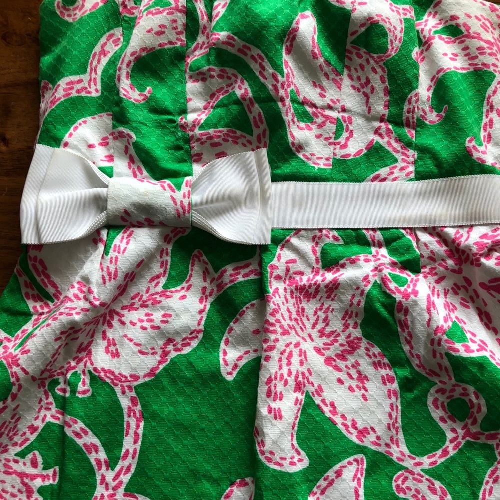 Lilly Pulitzer Green Pink White Strapless Floral Dress - Picture 3 of 6